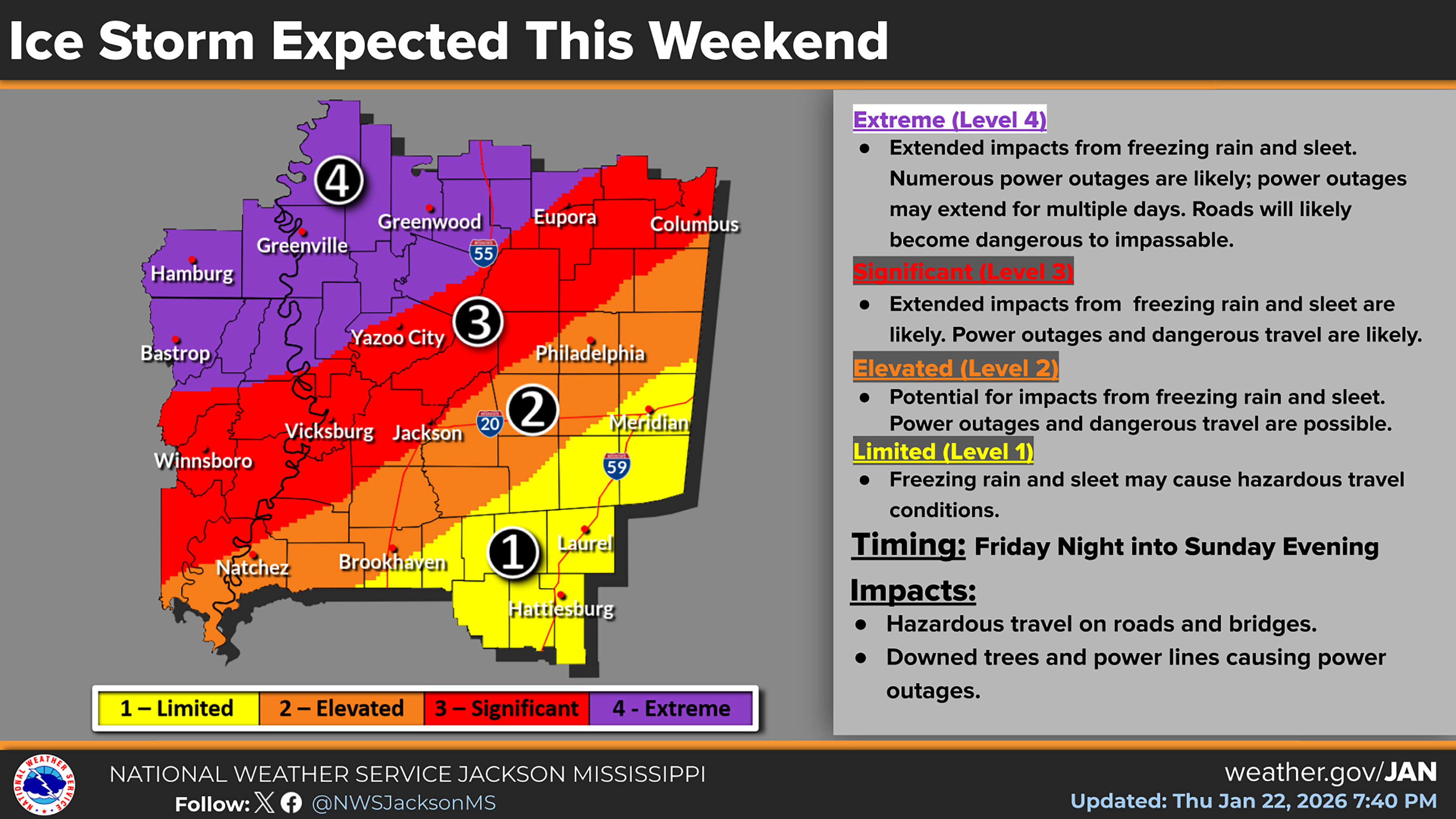 Ice Storm Levels Map 012226 (PM)