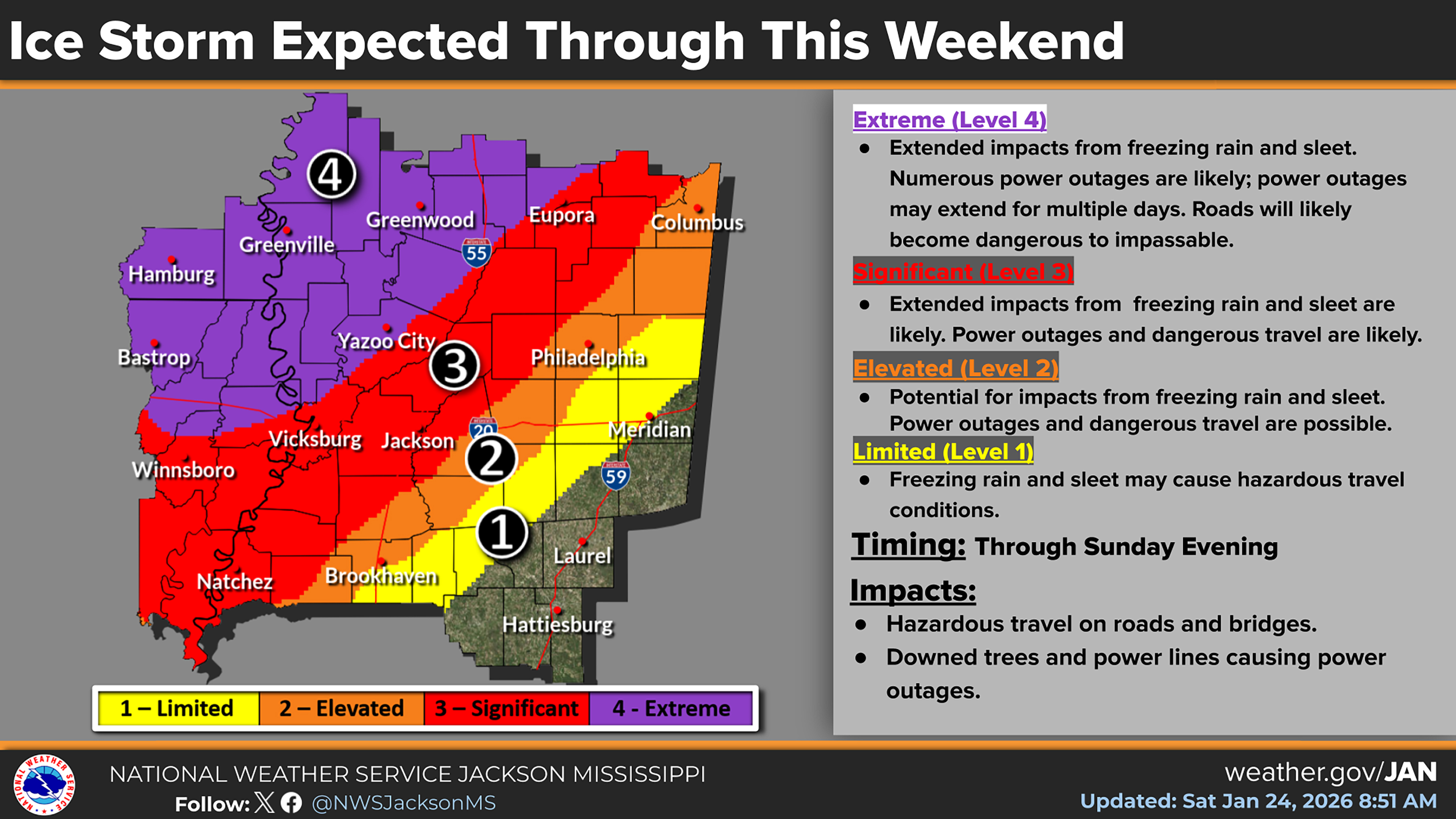 Ice Storm Levels Map 012426 (AM)