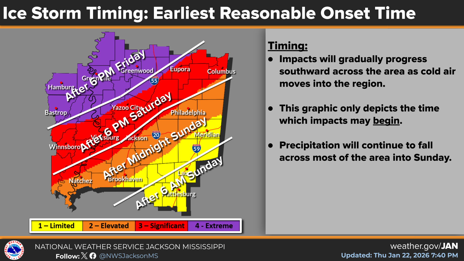 Ice Storm Timing Map 012226 (PM)