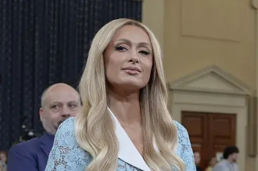 Paris Hilton testifies during a House Committee on Ways and Means hearing on Strengthening Child Welfare and Protecting Americas Children on Capitol Hill Wednesday, June 26, 2024, in Washington. (AP Photo/Mariam Zuhaib, file)