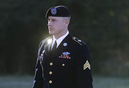 Army Sgt. Bowe Bergdahl arrives for a pretrial hearing at Fort Bragg, N.C., Jan. 12, 2016. A federal judge on Tuesday, July 25, 2023, vacated the military conviction of Bergdahl, a former U.S. Army soldier who pleaded guilty to desertion after he left his post and was captured in Afghanistan and tortured by the Taliban. (AP Photo/Ted Richardson, File)