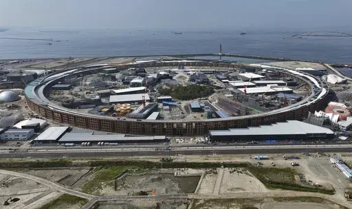This image released by Expo 2025 shows a view of the site of World Expo 2025 in Osaka, Japan on Sept. 8, 2024. (Expo 2025 via AP)