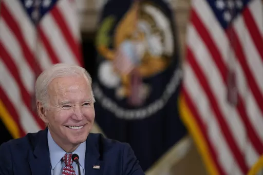 President Joe Biden listens to a reporter's question during a meeting with the President's Council of Advisors on Science and Technology in the State Dining Room of the White House, Tuesday, April 4, 2023, in Washington. (AP Photo/Patrick Semansky, File)