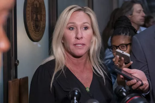 Rep. Marjorie Taylor-Greene, R-Ga., arrives on Capitol Hill, Oct. 24, 2023, in Washington. Greene was the target of a swatting attempt at her Georgia residence on Christmas morning, Monday, Dec. 25, the congresswoman and local police said, marking the latest instance of someone calling in a fake emergency to draw armed officers to her home. (AP Photo/Alex Brandon, File)