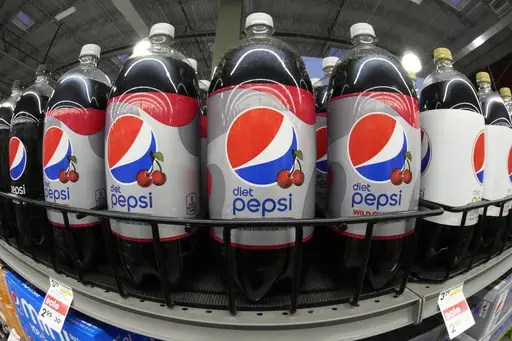 Bottles of Diet Pepsi Wild Cherry are displayed at a market in Pittsburgh, Jan. 26, 2023. (AP Photo/Gene J. Puskar, File)