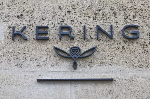 The logo of French luxury group Kering is pictured in Paris, France, on Sept. 15, 2017. French luxury conglomerate Kering has reached a cash deal to purchase a 30% stake in Italian fashion house Valentino for 1.7 billion euros from a Qatari investment firm. Under the deal announced Thursday, July 27, 2023, Kering has the option to buy 100% of Valentino no later than 2028. (AP Photo/Michel Euler, File)