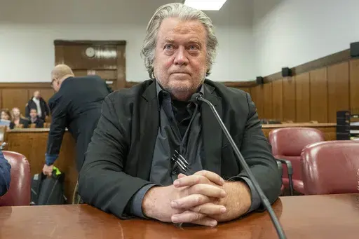 Steve Bannon appears in court in New York, Jan. 12, 2023. Bannon says he'll fight a judge's ruling Thursday, June 6, 2024, that he must report to prison by July 1 to serve his four-month sentence for defying a subpoena from the House committee that investigated the U.S. Capitol insurrection. (Steven Hirsch/New York Post via AP, Pool, File)