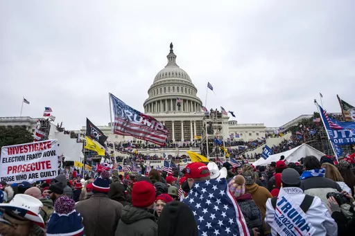 Insurrections loyal to President Donald Trump rally at the U.S. Capitol in Washington on Jan. 6, 2021. A growing number of Capitol rioters are facing hefty fines on top of prison sentences at their sentencing hearings. That's because prosecutors appear to be ramping up efforts to prevent them from profiting from their participation in the riot on Jan. 6, 2021. An Associated Press review of court records shows prosecutors in riot cases are increasingly asking judges to impose sentences that inclu