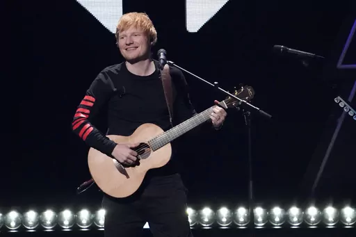 Ed Sheeran performs at Z100's iHeartRadio Jingle Ball on Dec. 10, 2021, in New York. Jury selection and opening statements are expected to begin Monday, April 24, 2023, in a trial that mashes up Ed Sheeran's “Thinking Out Loud” with Marvin Gaye's “Let's Get It On.” (Photo by Charles Sykes/Invision/AP, File)