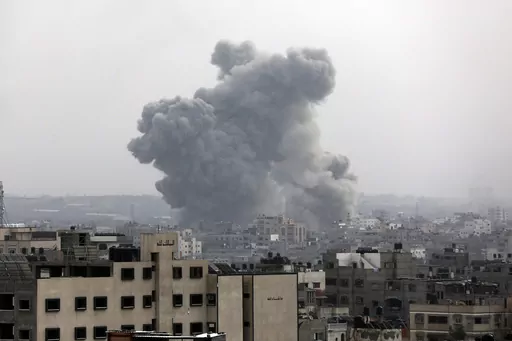 Smoke rises following Israeli bombardment on Gaza City, Sunday, Oct. 29, 2023. (AP Photo/Abed Khaled)