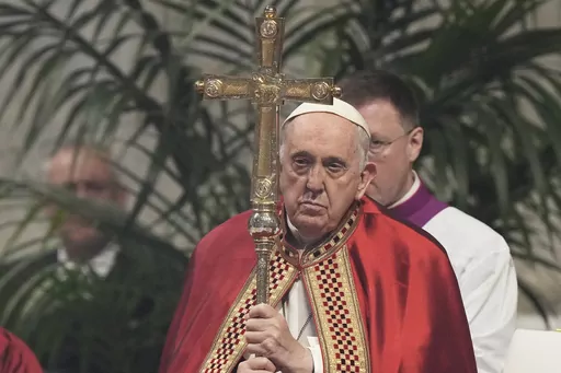Pope Francis presides over a mass on St. Peter and Paul's Day in St. Peter's Basilica at The Vatican on June 29, 2023. The Jesuits said Monday, July 24, that a famous artist priest had been definitively expelled from the religious order for sexually, spiritually and psychologically abusing women, and lamented they couldn't prosecute him more vigorously under the Vatican's internal procedures. (AP Photo/Andrew Medichini, File)