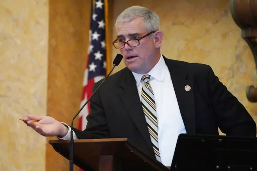 House Speaker Philip Gunn, R-Clinton, asks a question of a bill sponsor in the House Chamber, Wednesday, Feb. 8, 2023, at the Mississippi Capitol in Jackson. (AP Photo/Rogelio V. Solis)