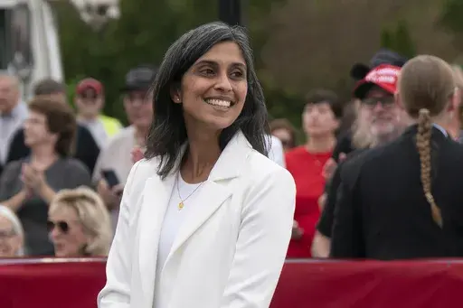Usha Vance attends a campaign rally, Nov. 1, 2024, in Selma, N.C. (AP Photo/Allison Joyce, File)