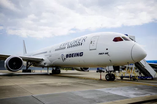 A Boeing ecoDemonstrator Explorer, a 787-10 Dreamliner, sits on the tarmac at their campus in North Charleston, S.C., May 30, 2023. The Federal Aviation Administration said Monday, May 6, 2024, that it has opened an investigation into Boeing after the beleaguered company reported that workers at a South Carolina plant falsified inspection records on certain 787 planes. Boeing said its engineers have determined that misconduct did not create “an immediate safety of flight issue.” (Gavin McInt