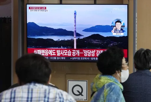 A TV screen shows an image of North Korea's rocket launch during a news program at the Seoul Railway Station in Seoul, South Korea, on June 1, 2023. The United States and its allies clashed with Russia and China on Friday, June, 2, over North Korea’s failed launch of a military spy satellite this week in violation of multiple U.N. Security Council resolutions, which Moscow and Beijing refused to condemn.(AP Photo/Ahn Young-joon)