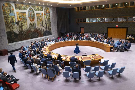 The United Nations Security Council meets on the situation in Ukraine, Thursday, Sept. 22, 2022 at United Nations headquarters.  (AP Photo/Craig Ruttle)