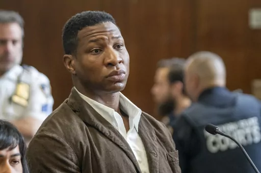 Jonathan Majors is seen in court during a hearing in his domestic violence case, Tuesday, June 20, 2023 in New York. Majors’ domestic violence case will go to trial Aug. 3, the judge said Tuesday, casting him in a real-life courtroom drama as his idled Hollywood career hangs in the balance. (AP Photo/Steven Hirsch, Pool)
