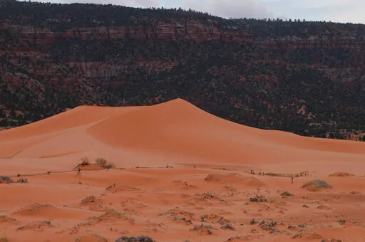 This 2018 file photo shows  Coral Pink Sand Dunes state park near Kanab, Utah.  A teenager visiting southern Utah's State Park died on Sunday, May 15, 2022, after he was entrapped beneath a sand dune that had collapsed on him a day prior. Ian Spendlove, a 13 year old from the St. George suburbs, was pronounced dead on Sunday after not regaining brain activity lost in the incident, the Utah State Parks Department said Monday. (The Salt Lake Tribune via AP)