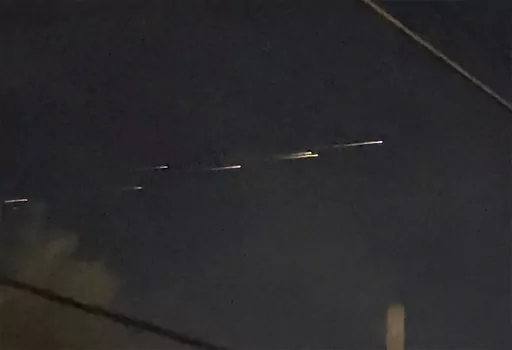 This image from video provided by Jaime Hernandez shows streaks of light travelling across the sky over the Sacramento, Calif., area on Friday night, March 17, 2023. “Mainly, we were in shock, but amazed that we got to witness it,” Hernandez said. “None of us had ever seen anything like it.” (Jaime Hernandez via AP)