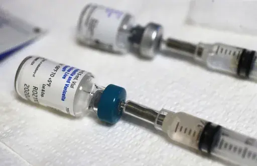 Measles and tetanus vaccine vials are ready to be administered at the Dallas County Health & Human Services immunization clinic in Dallas, on March 8, 2019. (Vernon Bryant/The Dallas Morning News via AP)