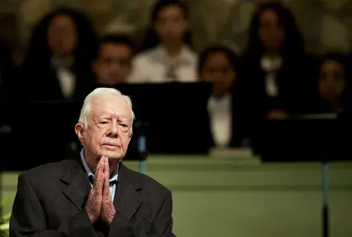 Former President Jimmy Carter teaches Sunday School class at Maranatha Baptist Church in his hometown on Aug. 23, 2015, in Plains, Ga. (AP Photo/David Goldman, File)