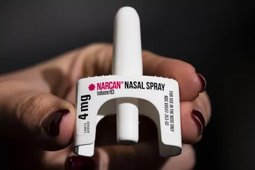 The overdose-reversal drug Narcan is displayed during training for employees of the Public Health Management Corporation (PHMC), Dec. 4, 2018, in Philadelphia. The U.S. Food and Drug Administration has approved selling overdose antidote naloxone over-the-counter, Wednesday, March 29, 2023, marking the first time a opioid treatment drug will be available without a prescription. (AP Photo/Matt Rourke, File)