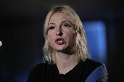 Yekaterina Duntsova, a Russian journalist speaks during her interview with the Associated Press in Moscow, Russia, Saturday, Dec. 9, 2023. Duntsova, a little-known journalist and mom-of-three from a small town in western Russia, hopes to force President Vladimir Putin into a run-off in Russia's next presidential vote scheduled for March, despite her political inexperience and analysts' assessments that the Kremlin leader's reelection is all but assured. (AP Photo)