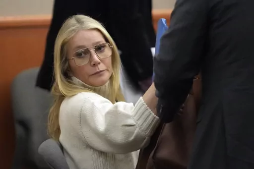 Actor Gwyneth Paltrow looks on before leaving the courtroom on March 21, 2023, in Park City, Utah. Paltrow's live-streamed trial over a 2016 collision at a posh Utah ski resort has drawn worldwide attention, spawning memes and sparking debate about the burden and power of celebrity. (AP Photo/Rick Bowmer, Pool, File)