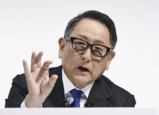 Toyota Chairman Akio Toyoda speaks during a news conference in Tokyo, June 3, 2024. Toyoda will be facing some disgruntled shareholders at the annual shareholders meeting on June 18, as two major proxy groups demand a vote against keeping the grandson of the founder on its board. (Kazushi Kurihara/Kyodo News via AP, File)