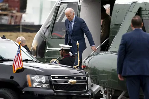President Joe Biden arrives at Walter Reed National Military Medical Center in Bethesda, Thursday, Feb. 16, 2023. A skin lesion removed from Biden's chest last month was a basal cell carcinoma — a common form of skin cancer — his doctor said Friday, March 3, adding that no further treatment was required. (AP Photo/Andrew Harnik, File)