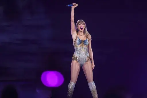 Taylor Swift performs during "The Eras Tour" on Dec. 6, 2024, in Vancouver, British Columbia. (AP Photo/Lindsey Wasson, file)