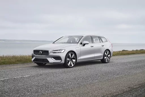 This photo provided by Volvo shows the 2023 Volvo V60, a midsize plug-in hybrid wagon that also features a powerful 455-horsepower engine. (Courtesy of Volvo Cars of North America via AP)
