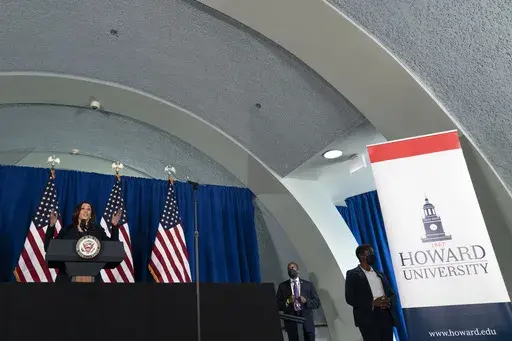 Vice President Kamala Harris speaks about voting rights at Howard University in Washington, July 8, 2021. (AP Photo/Andrew Harnik, File)