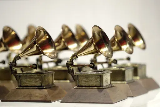 Grammy Awards are displayed at the Grammy Museum Experience at Prudential Center in Newark, N.J. on Oct. 10, 2017. (AP Photo/Julio Cortez, File)
