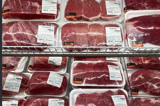 A selection of beef cuts is displayed at a Publix Supermarket, Wednesday, Oct. 20, 2021, in Miami.  The Labor Department said Thursday, Feb. 10, 2022,  that consumer prices jumped 7.5% last month compared with a year earlier, the steepest year-over-year increase since February 1982. The acceleration of prices ranged across the economy, from food and furniture to apartment rents, airline fares and electricity. (AP Photo/Marta Lavandier)
