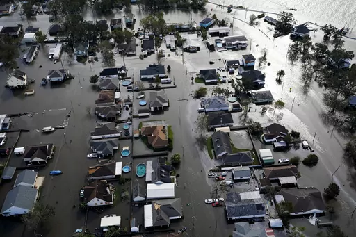 Homes are flooded in the aftermath of Hurricane Ida, Aug. 30, 2021, in Jean Lafitte, La. National Oceanic and Atmospheric Administration on Thursday, May 25, 2023, announced its forecast for the 2023 hurricane season. (AP Photo/David J. Phillip, File)