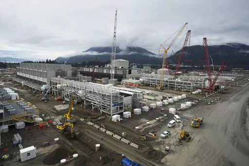 The LNG Canada industrial energy project is under construction in Kitimat, British Columbia, Sept. 28, 2022. The war-inspired natural gas boom is undermining already insufficient efforts to limit future warming to just a few more tenths of a degree, according to a new report released Thursday, Nov. 10, by Climate Action Tracker. (Darryl Dyck/The Canadian Press via AP, File)