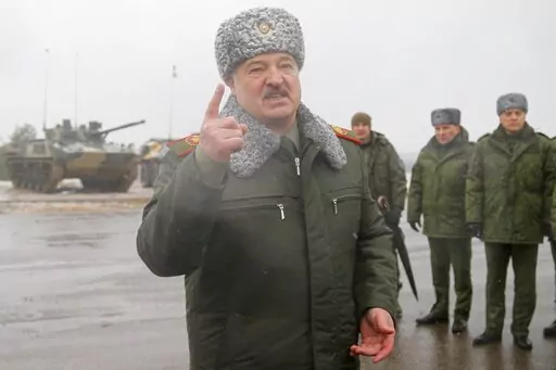Belarusian President Alexander Lukashenko gestures while speaking to journalists at the Osipovichi training ground during the Union Courage-2022 Russia-Belarus military drills near Osipovichi , Belarus, Thursday, Feb. 17, 2022. Lukashenko this week once again accused Ukraine of planning to attack it and announced creating a joint grouping of troops with Moscow, a move that stocked fears that Belarusian army could join Russian forces in Ukrainian trenches. (AP Photo, File)