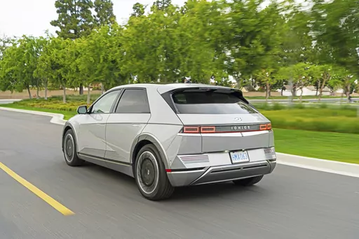 This photo provided by Hyundai shows the 2023 Hyundai Ioniq 5, which was named the Edmunds Top Rated Electric SUV for 2023. (Courtesy of Hyundai Motor America via AP)