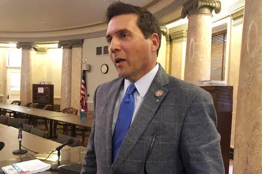 Mississippi state Rep. Lee Yancey discusses a bill that would create a medical marijuana program in the state, after the House Drug Policy Committee advanced the bill Wednesday, Jan. 19, 2022, at the state Capitol in Jackson, Miss. (AP Photo/Emily Wagster Pettus)